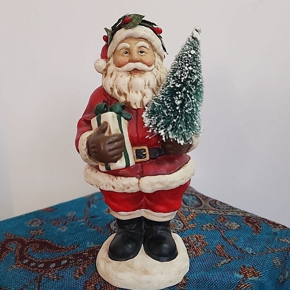 Department 56 Santa Claus Figurine Holding Christmas Tree and Gift Holiday Decor